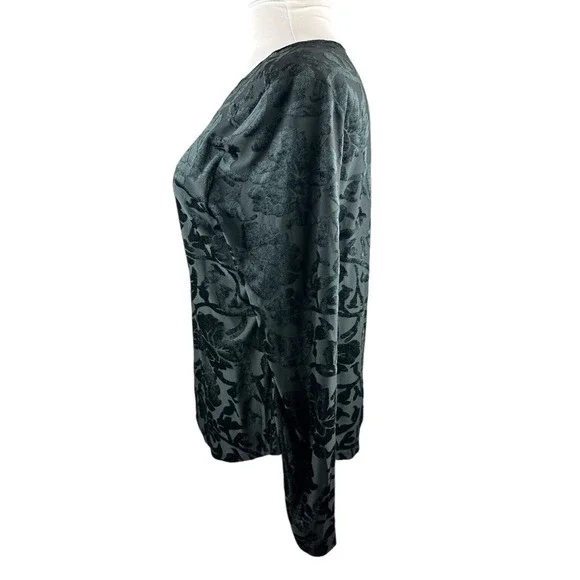 Sundance Bella Grace Floral Velvet Burnout Top Black Long Sleeve Women's Size XL - Picture 10 of 16